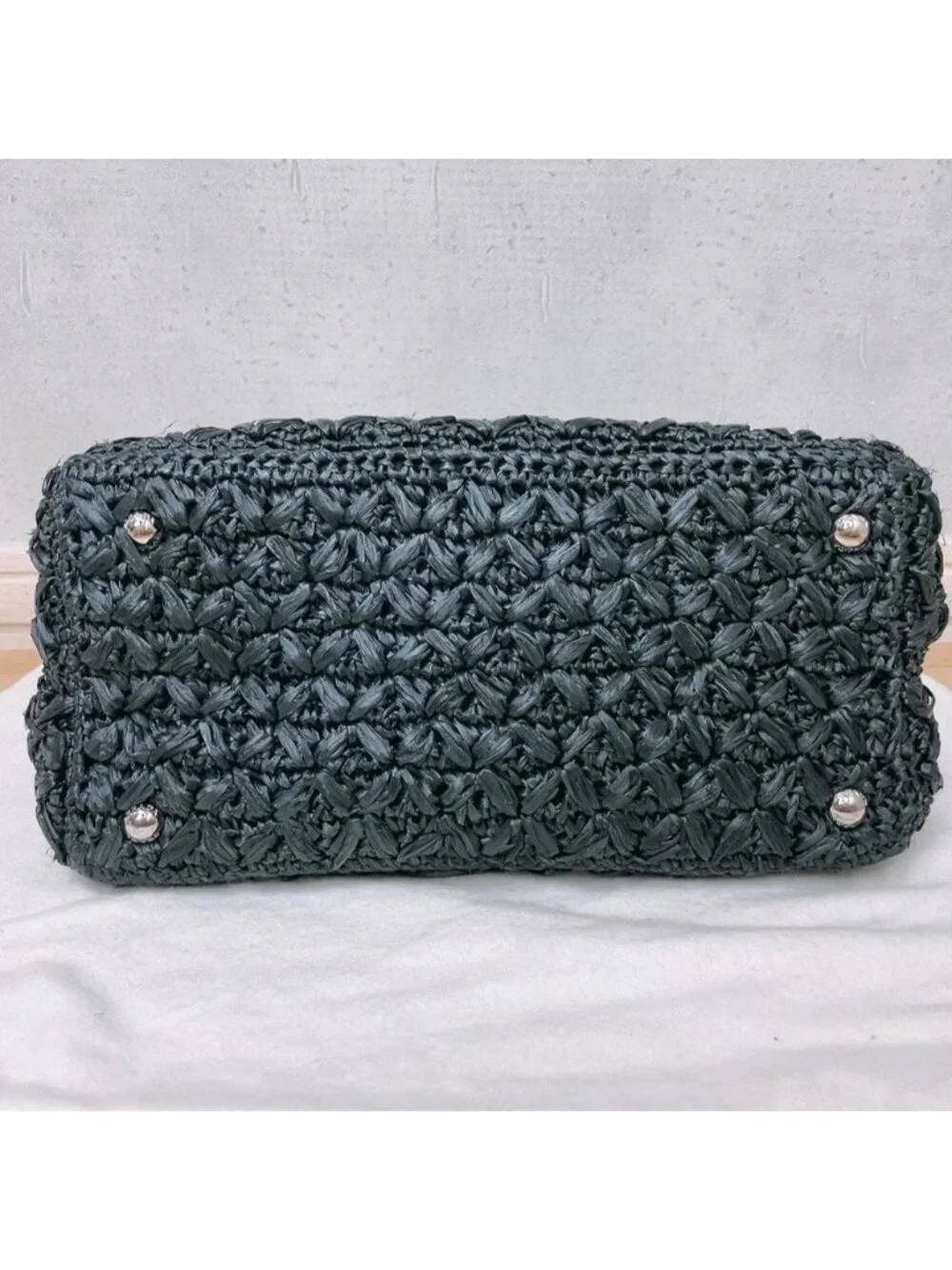 Prada Raffia Croquette Canapa Tote